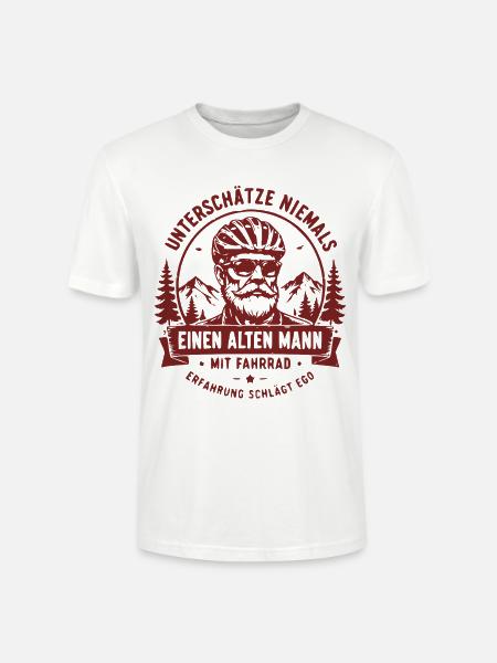 Alter Mann mit Fahrrad Motiv - Stanley/Stella Unisex Bio-T-Shirt CRAFTER - Weiß
