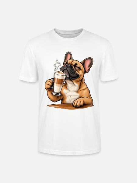 Frenchie mit Latte Macchiato - Stanley/Stella Unisex Bio-T-Shirt CRAFTER - Weiß