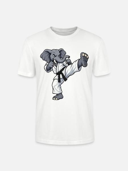 Elefant beim Karate - Stanley/Stella Unisex Bio-T-Shirt CRAFTER - Weiß
