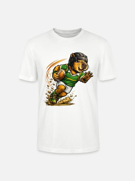 Capybara beim Rugby - Stanley/Stella Unisex Bio-T-Shirt CRAFTER - Weiß