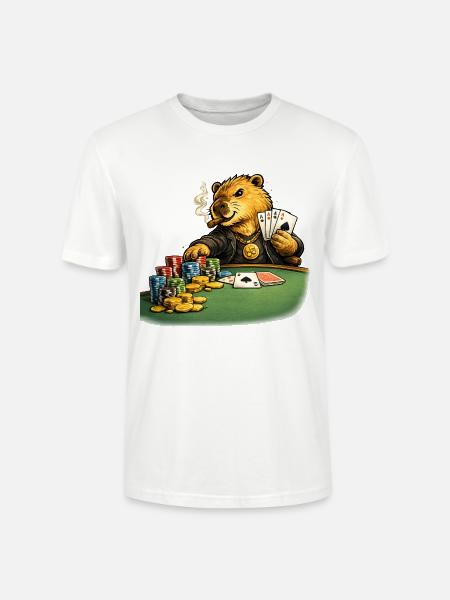 Capybara beim Poker - Stanley/Stella Unisex Bio-T-Shirt CRAFTER - Weiß