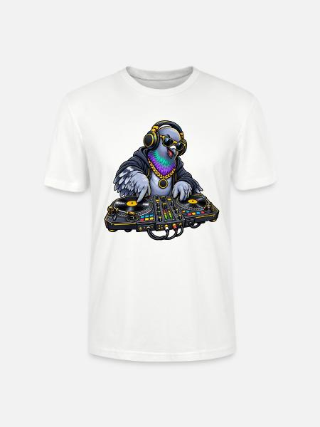 Taube als DJ - Stanley/Stella Unisex Bio-T-Shirt CRAFTER - Weiß