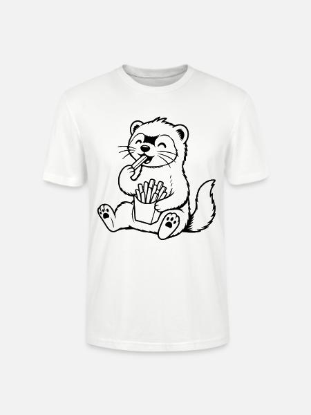 Frettchen isst Pommes - Stanley/Stella Unisex Bio-T-Shirt CRAFTER - Weiß