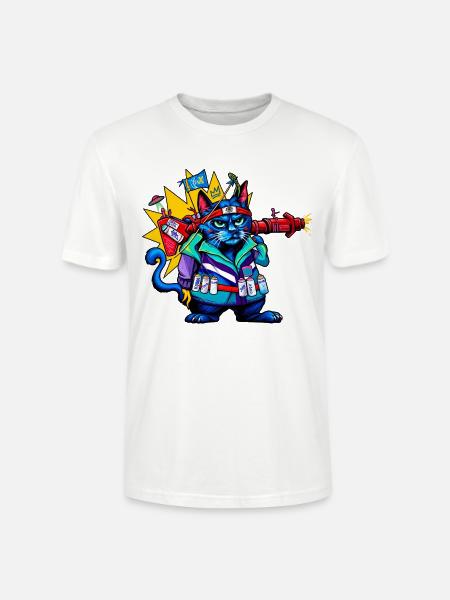 Kosmischer Katzen-Ranger - Stanley/Stella Unisex Bio-T-Shirt CRAFTER - Weiß