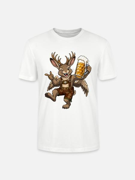 Wolpertinger Lederhose Bierkrug - Stanley/Stella Unisex Bio-T-Shirt CRAFTER - Weiß