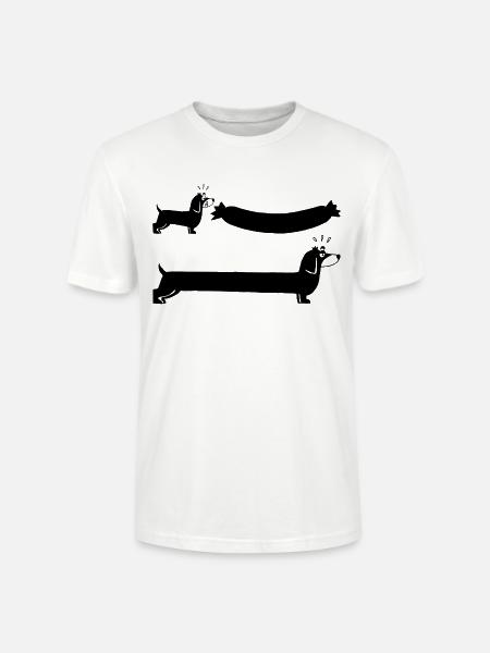 Der schwarze Hund und die Wurst - Stanley/Stella Unisex Bio-T-Shirt CRAFTER - Weiß