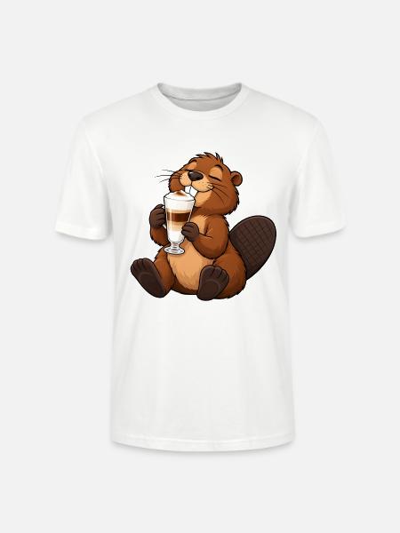 Biber mit Latte Macchiato - Stanley/Stella Unisex Bio-T-Shirt CRAFTER - Weiß