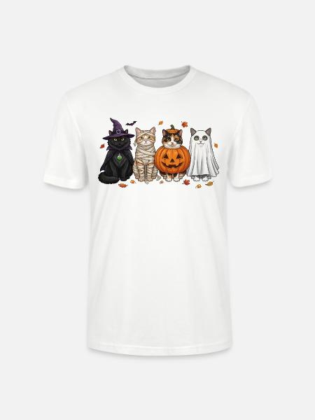 Halloween Kitty Quartett - Stanley/Stella Unisex Bio-T-Shirt CRAFTER - Weiß