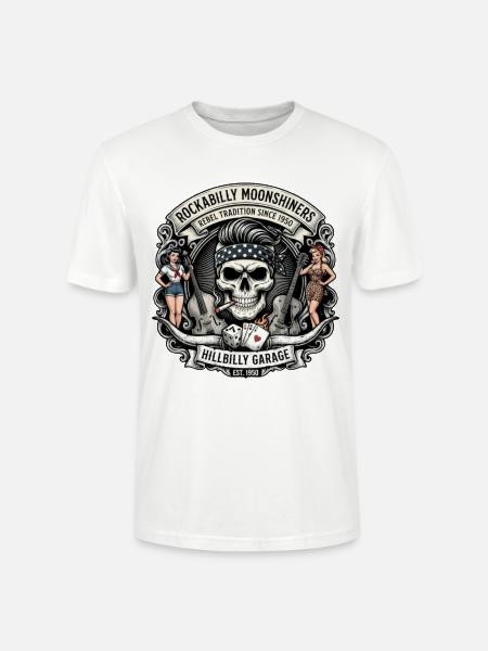 Rockabilly Moonshiners Schädel Garage - Stanley/Stella Unisex Bio-T-Shirt CRAFTER - Weiß