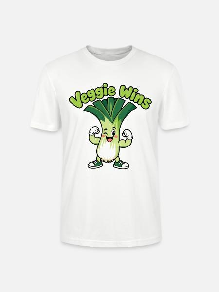 Veggie Wins: Lauchheld Cartoon - Stanley/Stella Unisex Bio-T-Shirt CRAFTER - Weiß