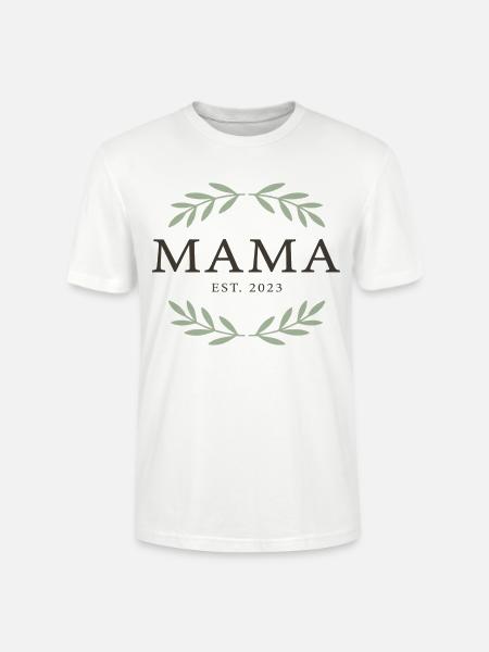 Mama Est. 2023 Laurels - Stanley/Stella Unisex Bio-T-Shirt CRAFTER - Weiß