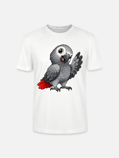 Graupapagei Kawaii Style – Süßer Papagei - Stanley/Stella Unisex Bio-T-Shirt CRAFTER - Weiß