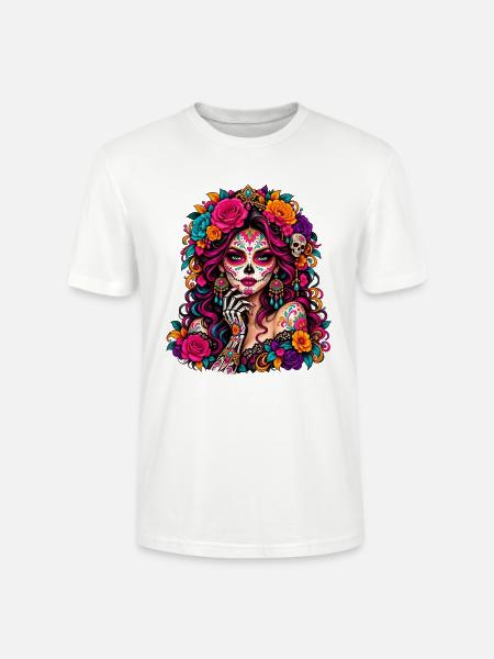 Floral Calavera - Stanley/Stella Unisex Bio-T-Shirt CRAFTER - Weiß