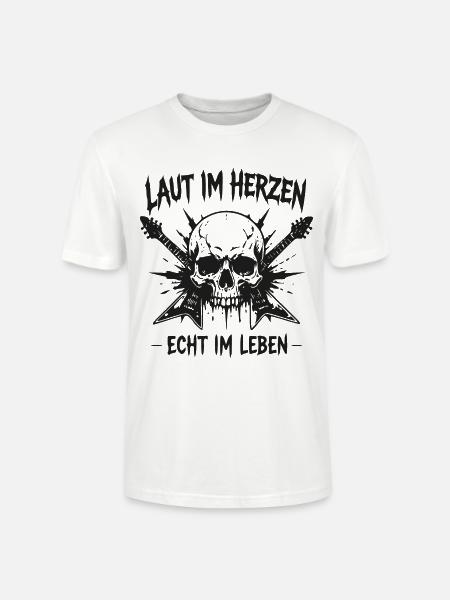 Laut im Herzen Skulls Gitarre - Stanley/Stella Unisex Bio-T-Shirt CRAFTER - Weiß