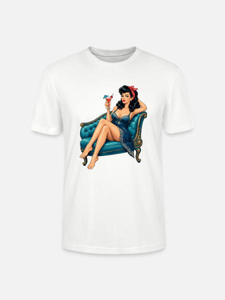 Rockabella Pin-Up: Chaiselongue Retro Style - Stanley/Stella Unisex Bio-T-Shirt CRAFTER - Weiß