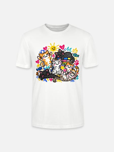 Katzen Doodle Katzenliebe Bunte Katzen Geschenk - Stanley/Stella Unisex Bio-T-Shirt CRAFTER - Weiß