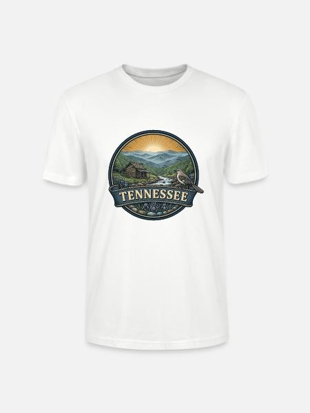 Tennessee Smoky Mountains Retro-Reiseabzeichen - Stanley/Stella Unisex Bio-T-Shirt CRAFTER - Weiß