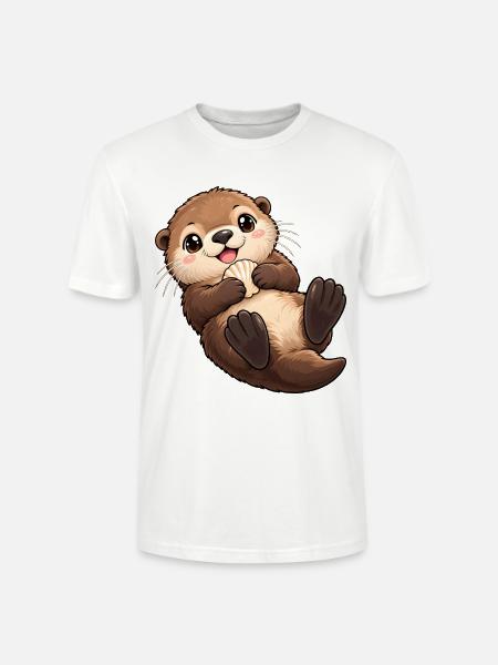 Seeotter Kawaii Style – Süßer Otter - Stanley/Stella Unisex Bio-T-Shirt CRAFTER - Weiß