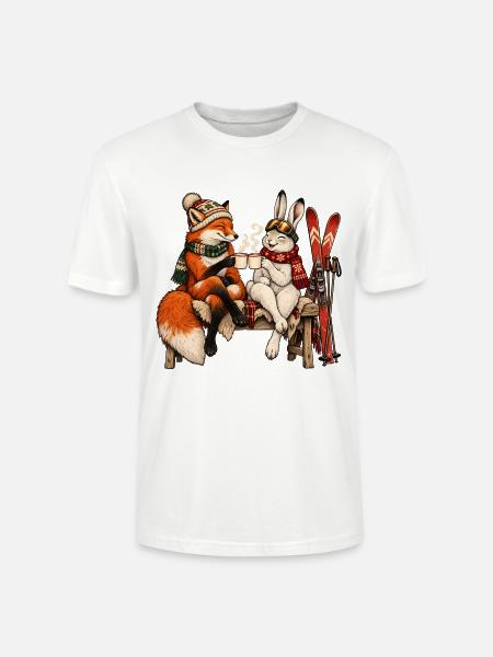 Rotfuchs & Schneehase beim Après-Ski - Stanley/Stella Unisex Bio-T-Shirt CRAFTER - Weiß