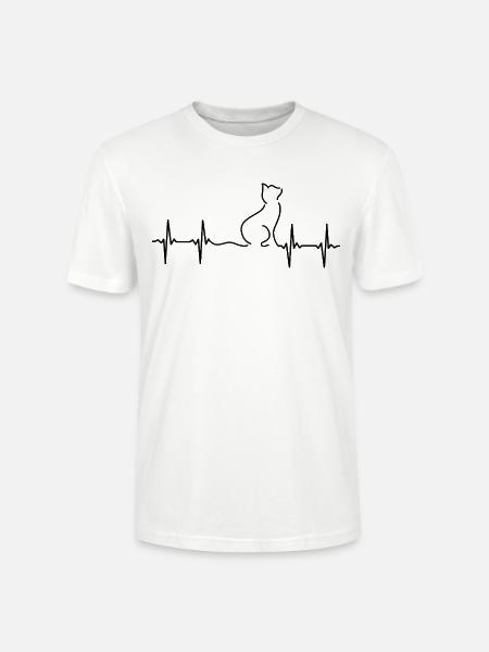 Katze EKG Herzschlag - Stanley/Stella Unisex Bio-T-Shirt CRAFTER - Weiß