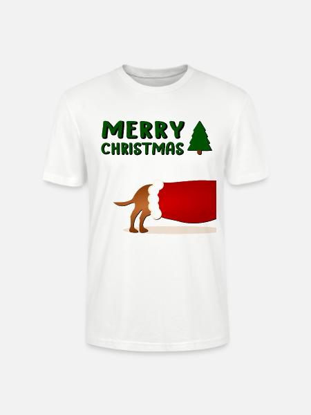 Froher Weihnachtshund - Stanley/Stella Unisex Bio-T-Shirt CRAFTER - Weiß