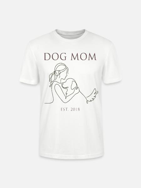 Hundemama Linienkunst mit Welpen - Stanley/Stella Unisex Bio-T-Shirt CRAFTER - Weiß
