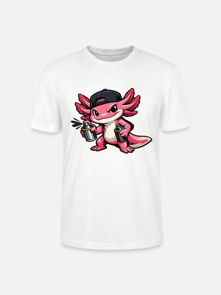 Axolotl beim Graffiti-Sprühen – Sprayer Style - Stanley/Stella Unisex Bio-T-Shirt CRAFTER - Weiß