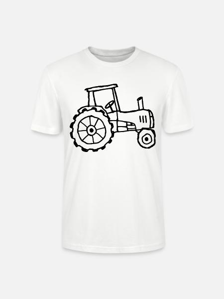 Traktor – Kindliche Kritzelzeichnung - Stanley/Stella Unisex Bio-T-Shirt CRAFTER - Weiß