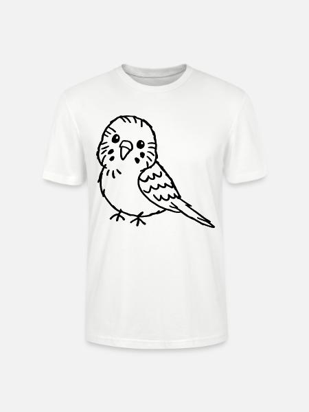Handgezeichneter Wellensittich - Stanley/Stella Unisex Bio-T-Shirt CRAFTER - Weiß