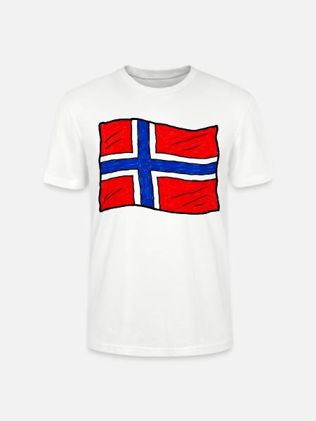 Handgezeichnete Norwegenflagge - Stanley/Stella Unisex Bio-T-Shirt CRAFTER - Weiß