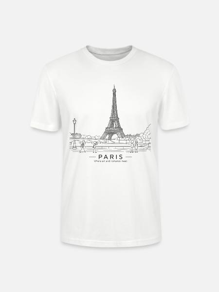 Paris — Eiffelturm-Linienkunst - Stanley/Stella Unisex Bio-T-Shirt CRAFTER - Weiß
