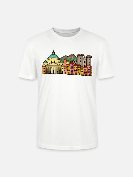 Handgezeichnete Skyline von Neapel - Stanley/Stella Unisex Bio-T-Shirt CRAFTER - Weiß