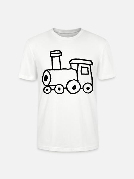 Handgezeichnete Spielzeug-Lokomotive - Stanley/Stella Unisex Bio-T-Shirt CRAFTER - Weiß