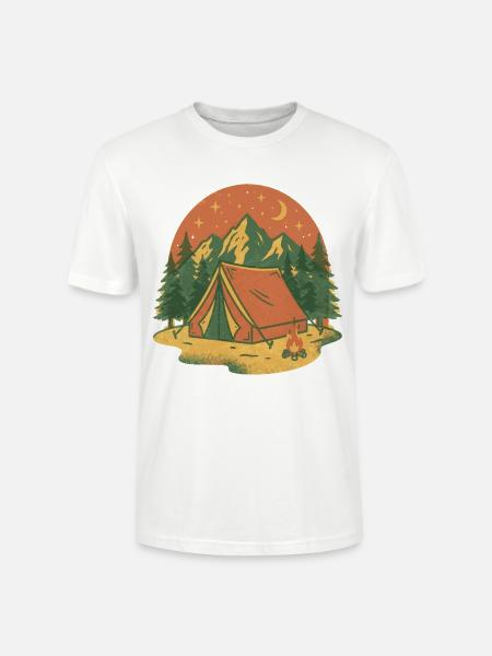 Abendlicht am Bergzelt im Wald - Stanley/Stella Unisex Bio-T-Shirt CRAFTER - Weiß