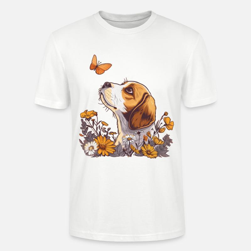Beagle avec papillon - T-shirt bio CRAFTER Stanley Stella Unisexe - blanc