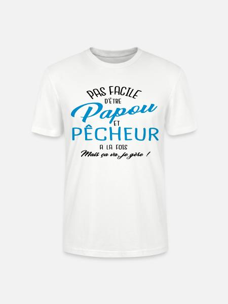 Papou et pêcheur - T-shirt bio CRAFTER Stanley Stella Unisexe - blanc