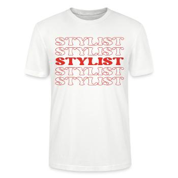 Styliste Coiffeur Expert de la mode Gourou de la mode - T-shirt bio CRAFTER Stanley Stella Unisexe - blanc - Devant - Alina (178cm) & Michal (187cm)