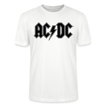 AC/DC Schwarzes Logo Mit Blitz - Stanley/Stella Unisex Bio-T-Shirt CRAFTER - Weiß - Vorne - Alina (178cm) & Michal (187cm)