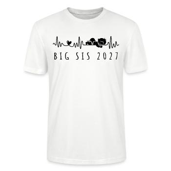 Big Sis 2027 Heartbeat Pregnancy Announcement - Stanley/Stella CRAFTER Unisex Organic T-Shirt - white - Front - Alina (178cm) & Michal (187cm)