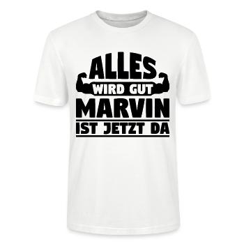 Alles wird gut Marvin ist jetzt da - Stanley/Stella Unisex Bio-T-Shirt CRAFTER - Weiß - Vorne - Alina (178cm) & Michal (187cm)