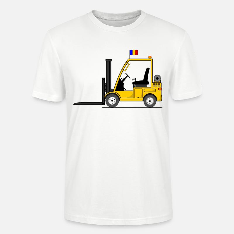 Chariot élévateur Roumanie Drapeau - T-shirt bio CRAFTER Stanley Stella Unisexe - blanc