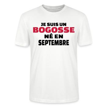 je suis un bogosse né en septembre - T-shirt bio CRAFTER Stanley Stella Unisexe - blanc - Devant - Alina (178cm) & Michal (187cm)