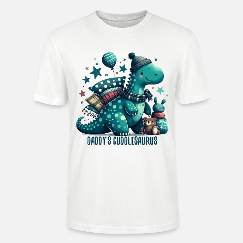 Daddy's Cuddlesaurus Cuddle Dinosaur Gift - Stanley/Stella CRAFTER Unisex Organic T-Shirt - white