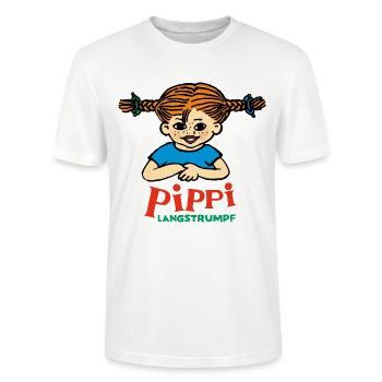 Pippi Langstrumpf Logo - Stanley/Stella Unisex Bio-T-Shirt CRAFTER - Weiß - Vorne - Alina (178cm) & Michal (187cm)
