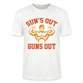 Sun's Out Guns Out - Stanley/Stella CRAFTER Unisex Organic T-Shirt - white - Front - Alina (178cm) & Michal (187cm)