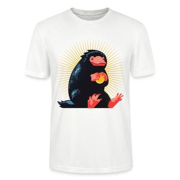 Animaux Fantastiques 3 Niffleur Niffler Or - T-shirt bio CRAFTER Stanley Stella Unisexe - blanc - Devant - Alina (178cm) & Michal (187cm)