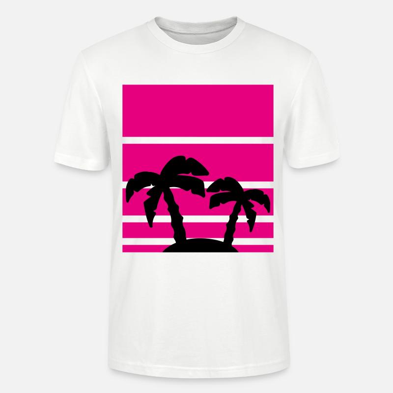 Palm Vacation Beach Pattern - Stanley/Stella CRAFTER Unisex Organic T-Shirt - white