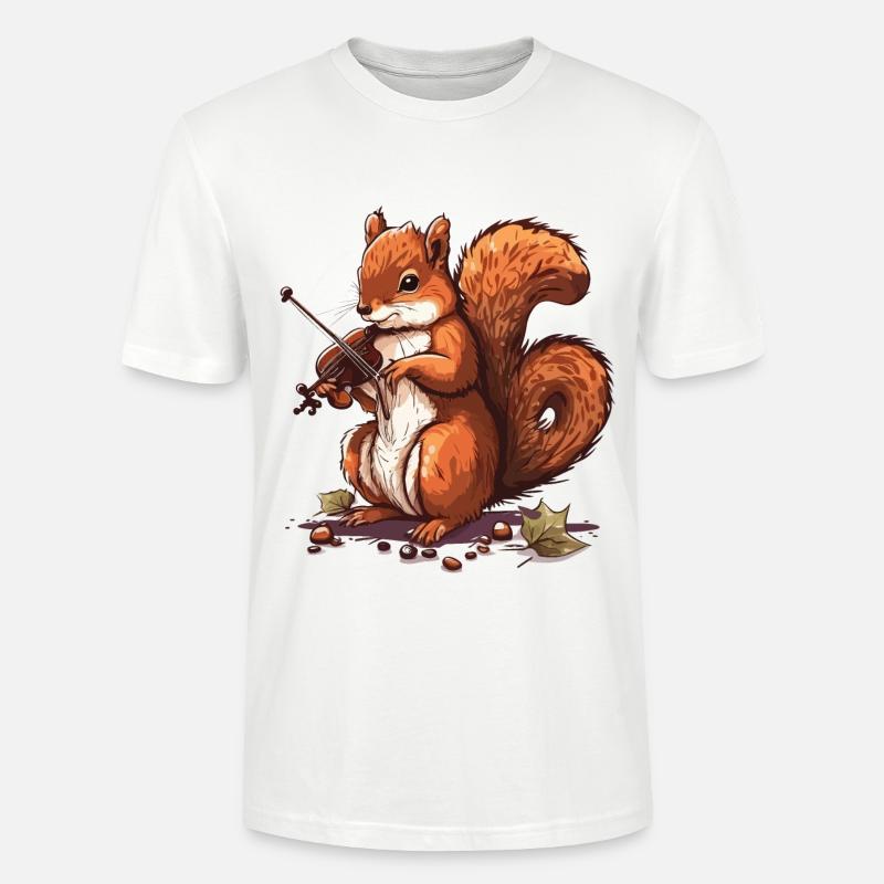 Écureuil virtuose - T-shirt bio CRAFTER Stanley Stella Unisexe - blanc
