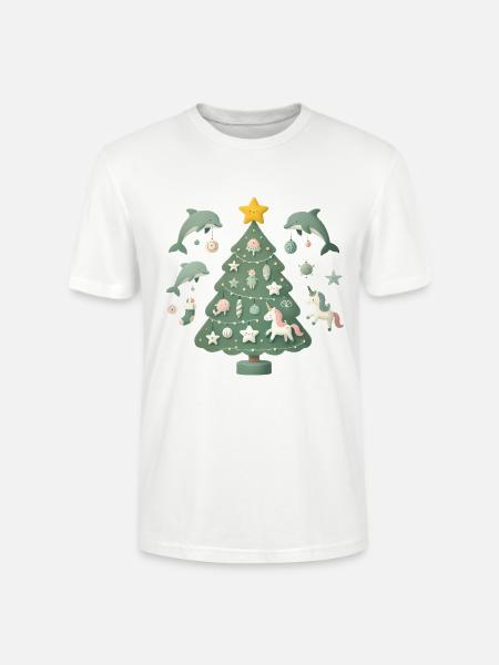 Whimsical Christmas Tree Fantasy - Stanley/Stella CRAFTER Unisex Organic T-Shirt - white