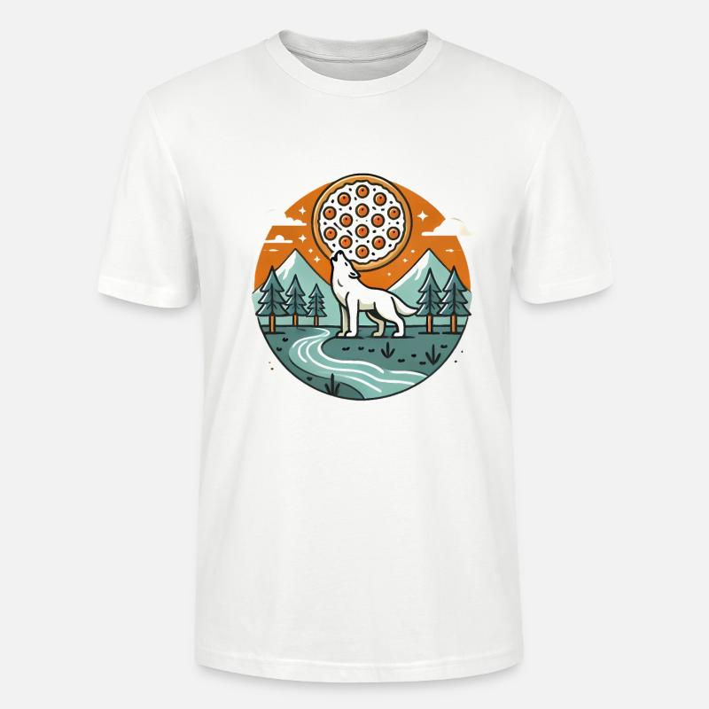 Heulender Wolf mit Pizza Mond - Stanley/Stella Unisex Bio-T-Shirt CRAFTER - Weiß
